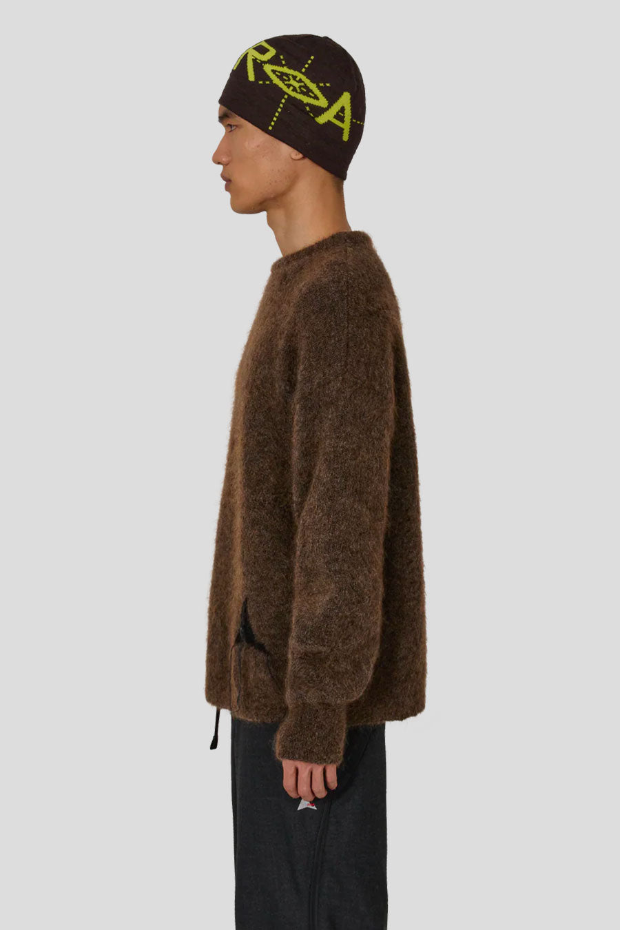 ROA HIKING - BROWN DROPSTITCH MOHAIR KNIT CREWNECK - LE LABO STORE