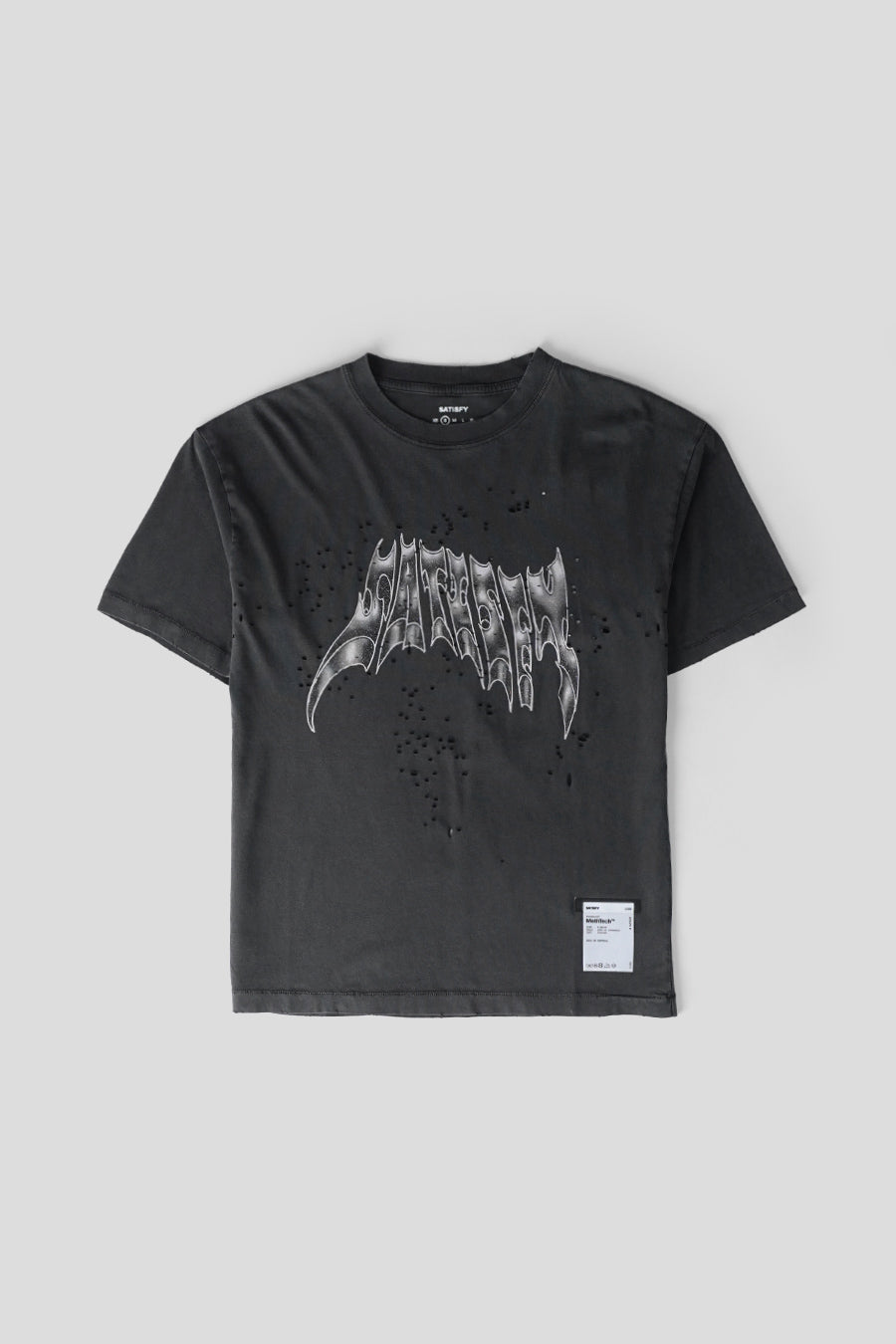 SATISFY - T-SHIRT MOTHTECH AIRBRUSH GLITTER NOIR DÉLAVÉ - LE LABO STORE