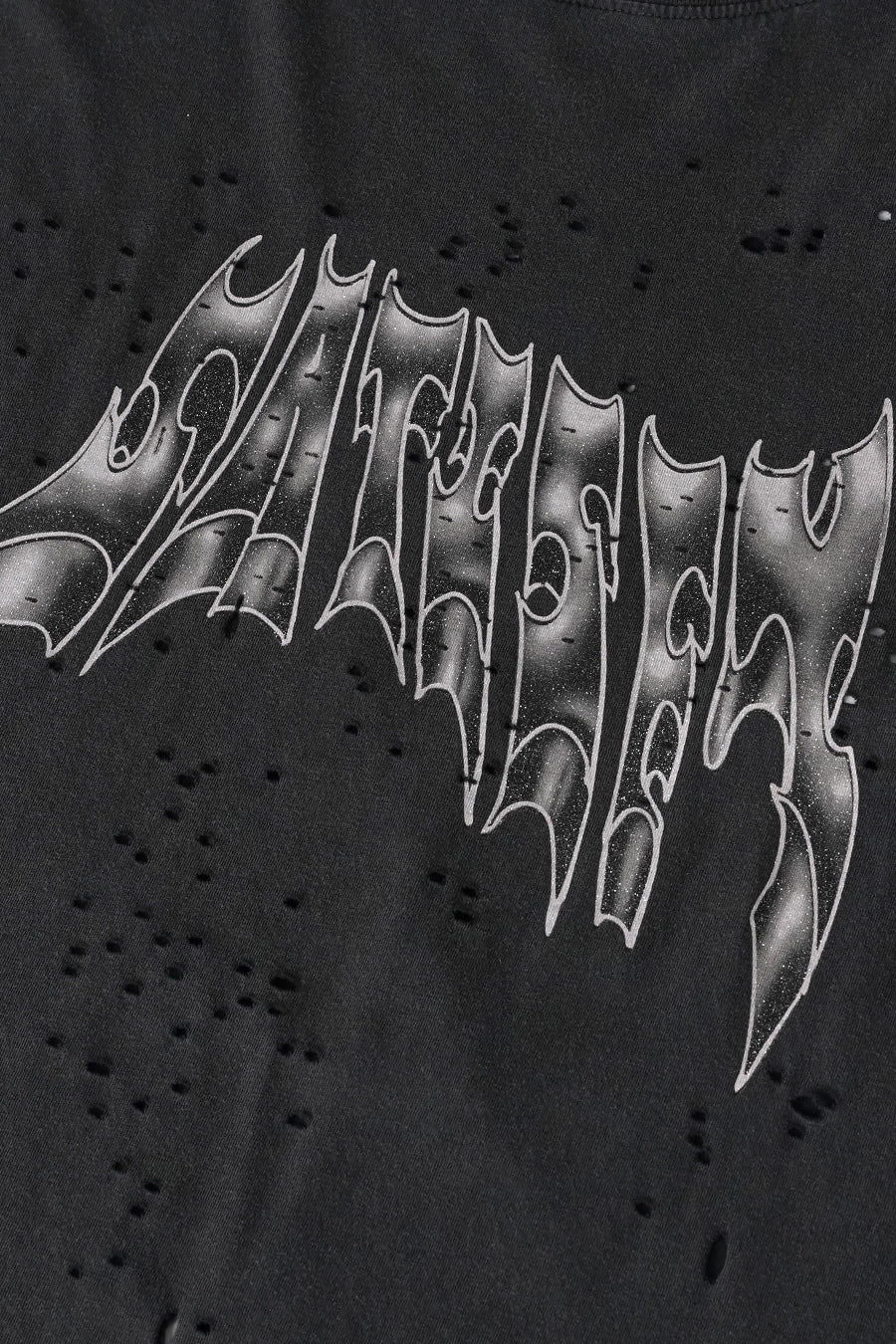 SATISFY - T-SHIRT MOTHTECH AIRBRUSH GLITTER NOIR DÉLAVÉ - LE LABO STORE