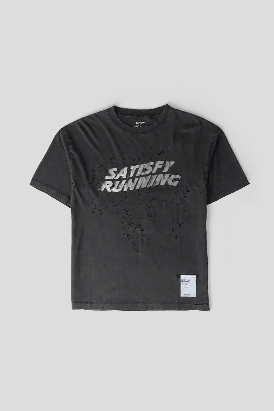 SATISFY - T-SHIRT MOTHTECH POCHOIR NOIR DÉLAVÉ - LE LABO STORE