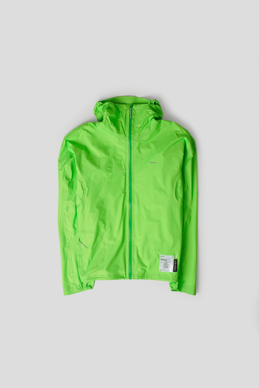 SATISFY - GREEN NEON PERTEX 3L FLY RAIN JACKET - LE LABO STORE