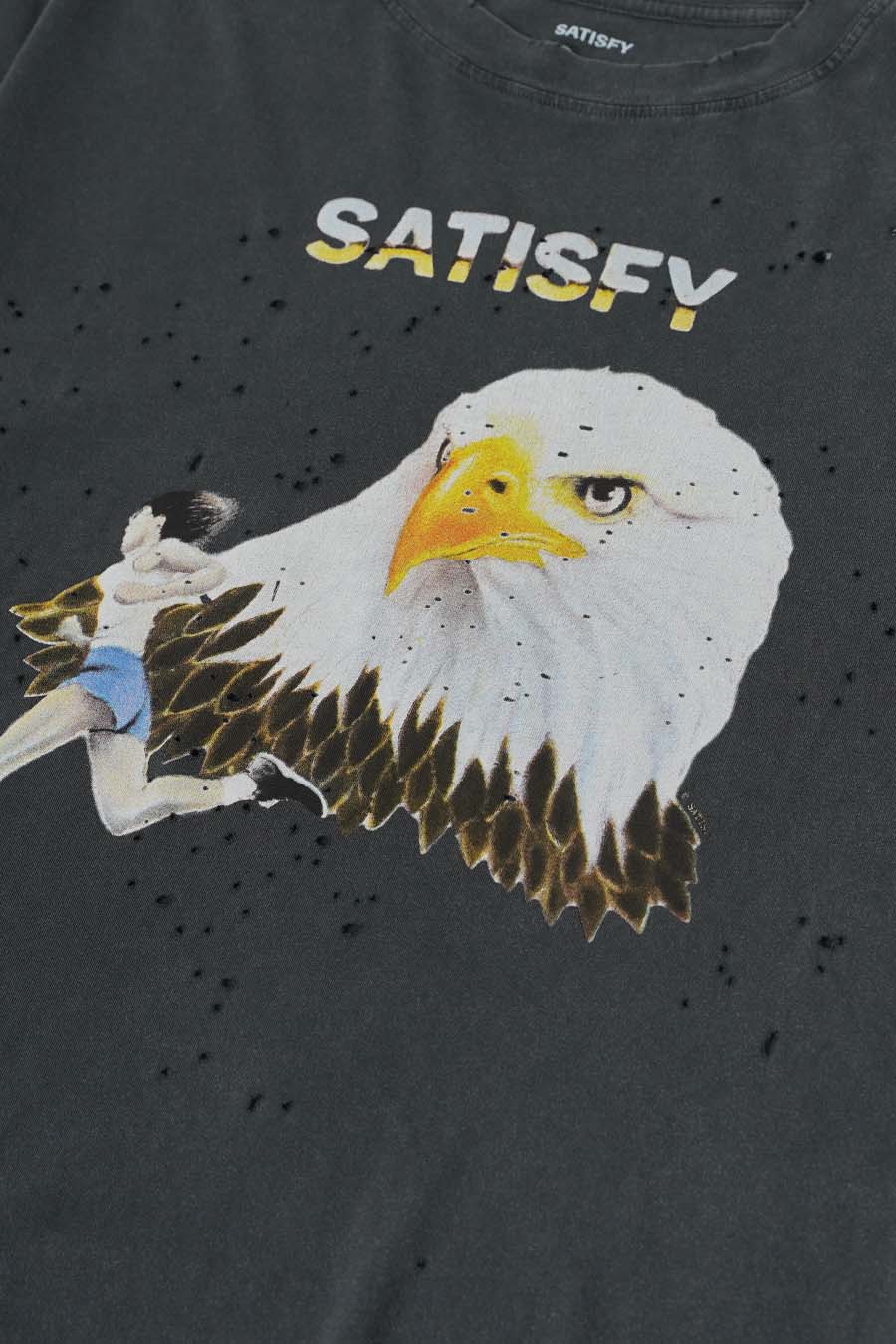 SATISFY - AGED BLACK EAGLE MOTHTECH T-SHIRT - LE LABO STORE
