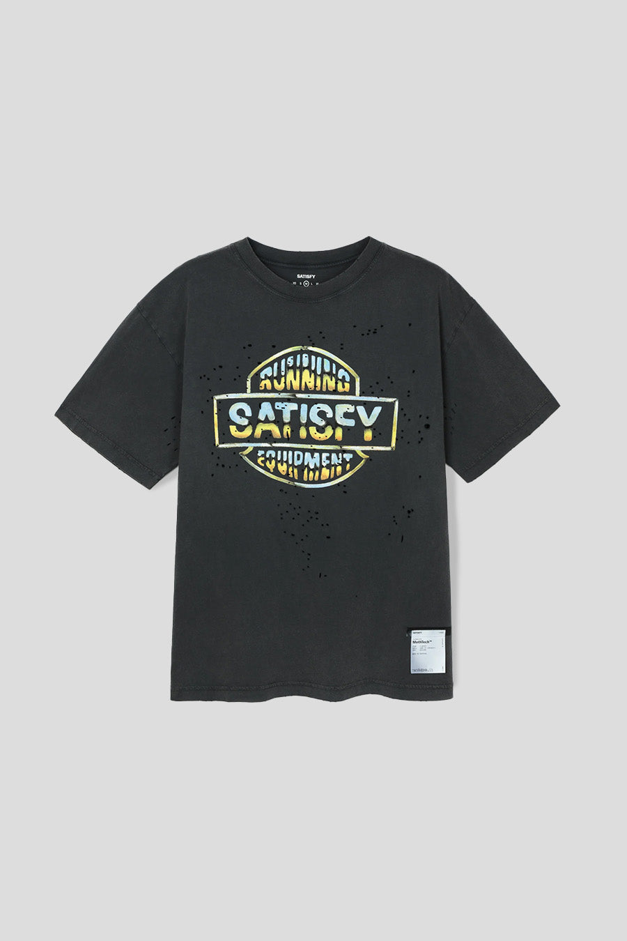 SATISFY - T-SHIRT MOTHTECH NOIR DÉLAVÉ - LE LABO STORE