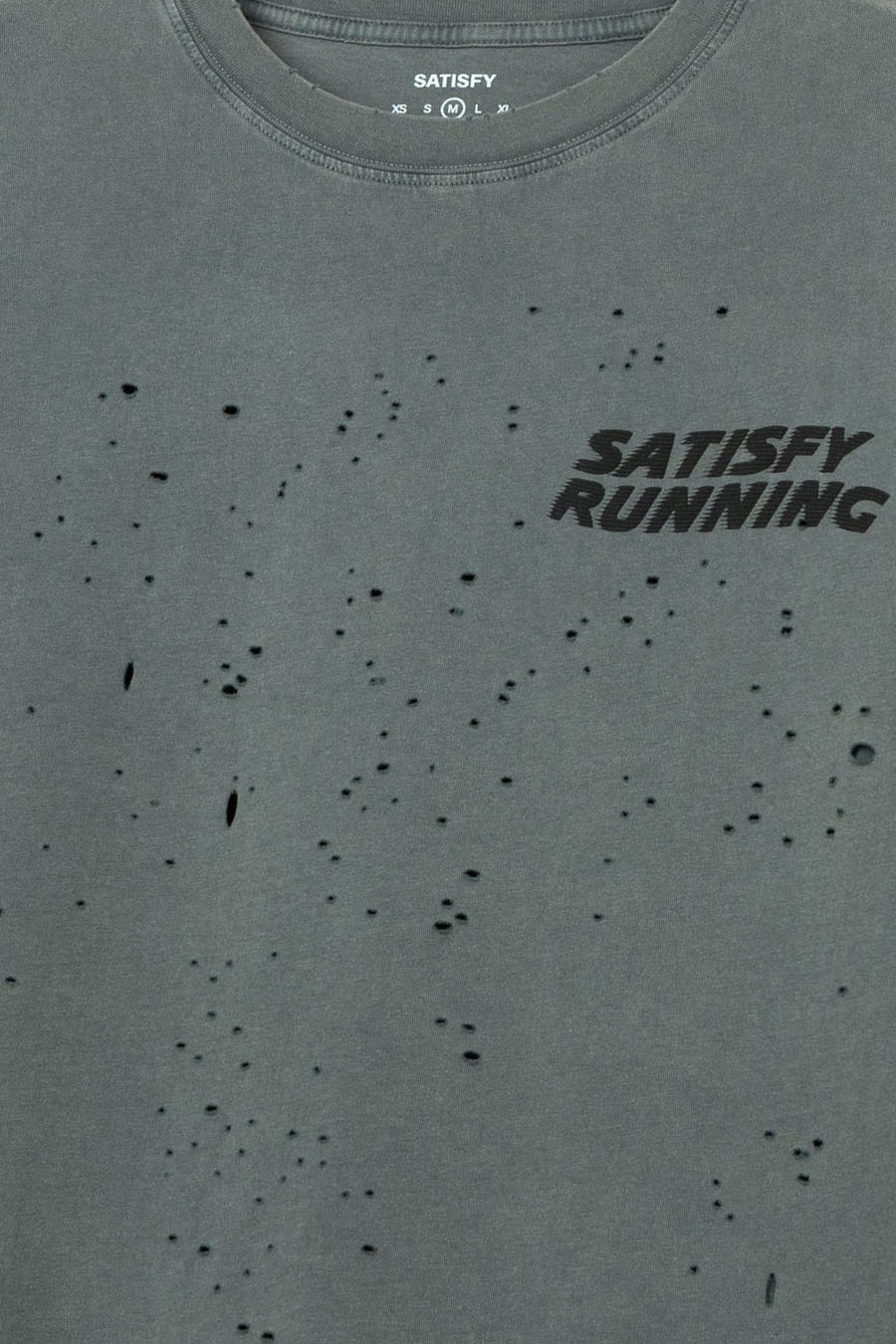 SATISFY - FADED BLACK MOTH TECH LOGO RUNNING T-SHIRT - LE LABO STORE