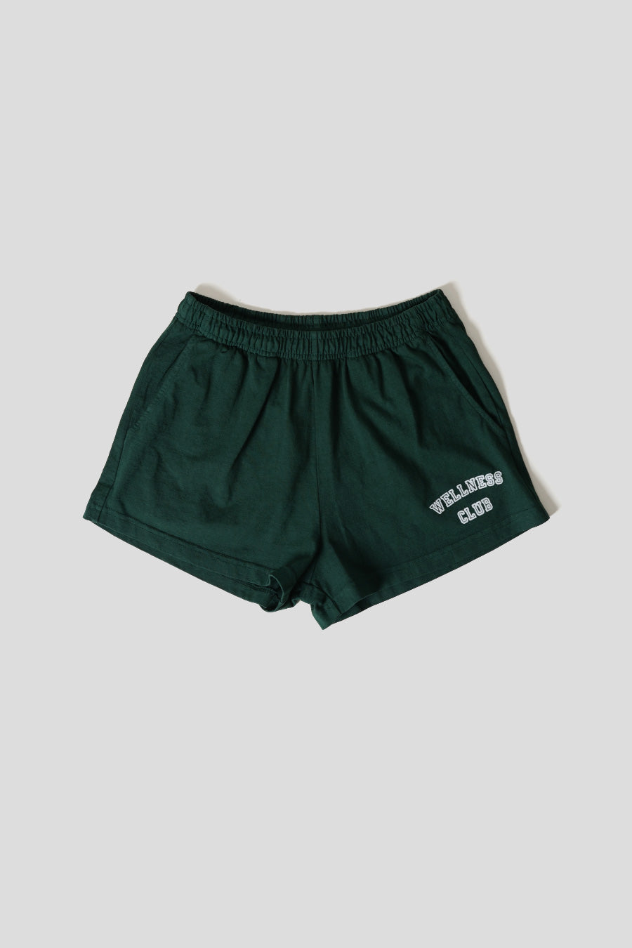 Sporty & Rich - WELLNESS CLUB SHORTS FLOCKED DISCO FOREST GREEN - LE LABO STORE