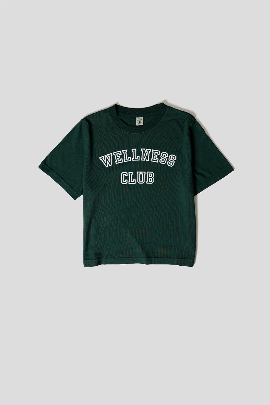 Sporty & Rich - WELLNESS CLUB FLOCKED CROPPED T-SHIRT FOREST GREEN - LE LABO STORE