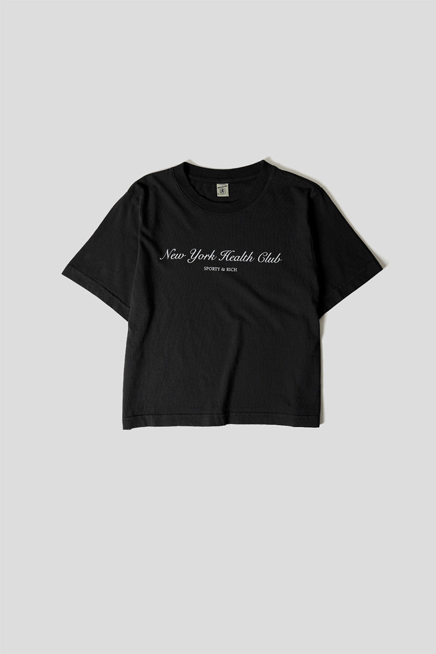 Sporty & Rich - NY HEALTH CLUB CROPPED T-SHIRT BLACK - LE LABO STORE