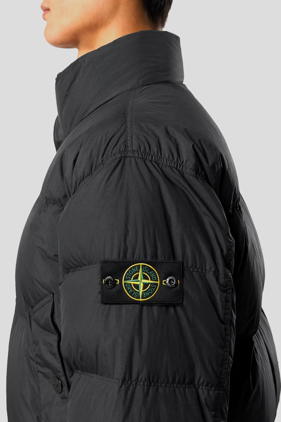 Stone Island - BLACK GARMENT DYED CRINKLE REPS NY DOWN JACKET  - LE LABO STORE
