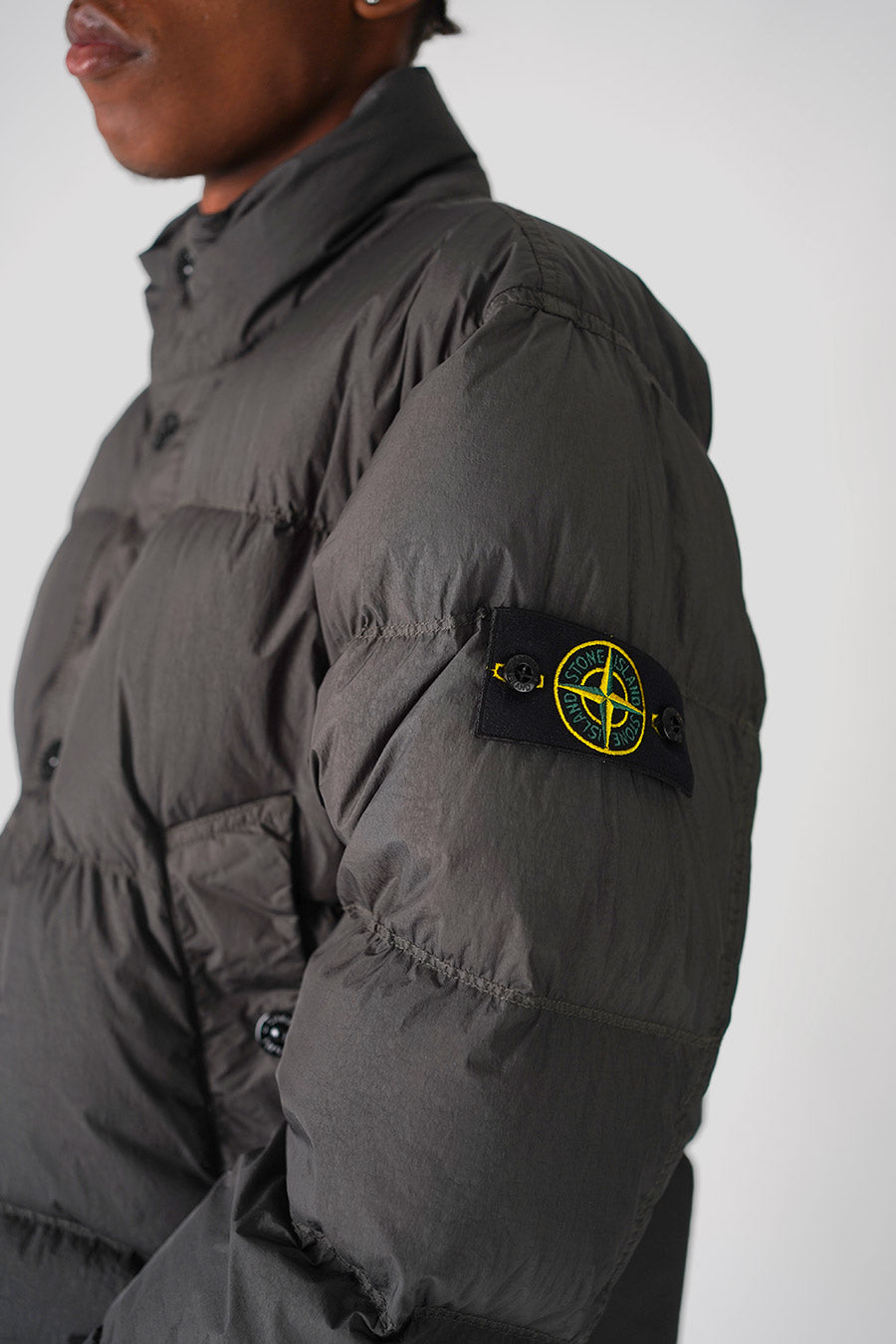 Stone Island - LEAD GREY CRINKLE REPS NY RECYCLED NYLON DOWN JACKET - LE LABO STORE