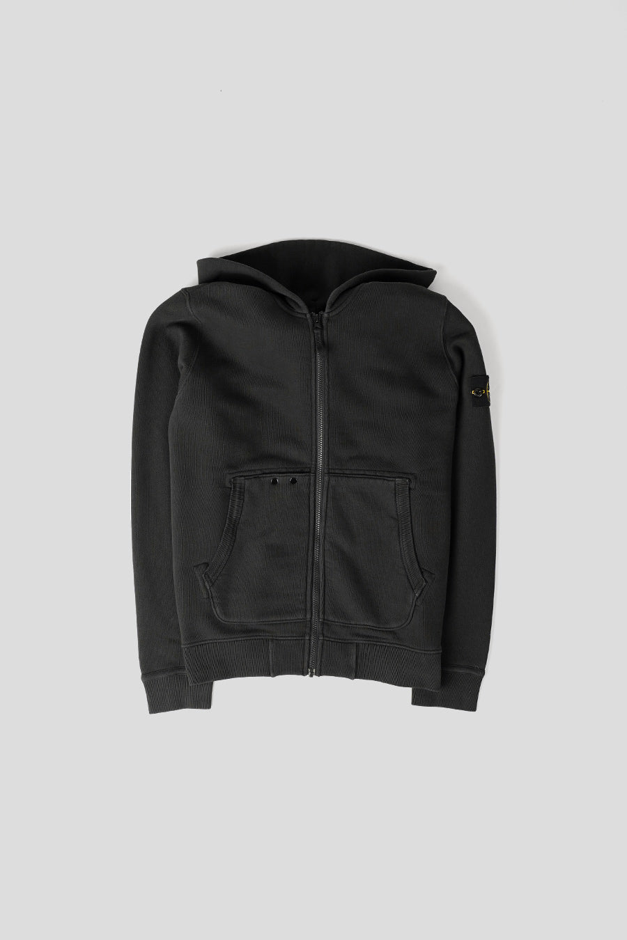 Stone Island - BLACK DIAGONAL FLEECE 'OLD' EFFECT ZIPPED HOODIE   - LE LABO STORE