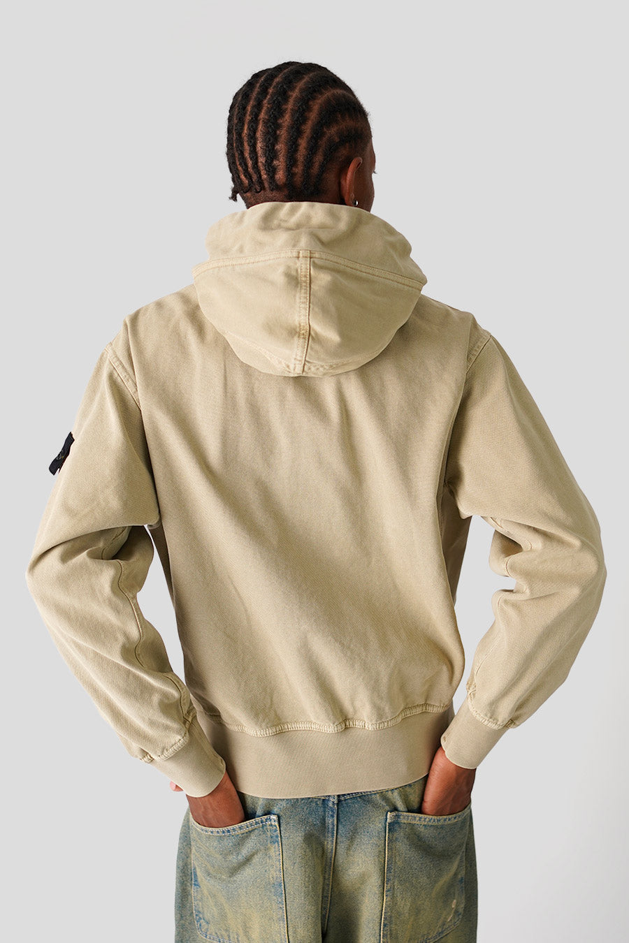 Stone Island - DESERT ORGANIC PANAMA COTTON ‘OLD’ EFFECT HOODIE ZIPPED - LE LABO STORE