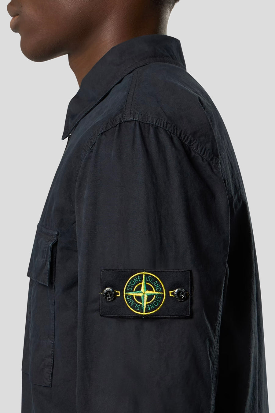 Stone Island - BLACK “OLD EFFECT” ZIP-UP OVERSHIRT - LE LABO STORE