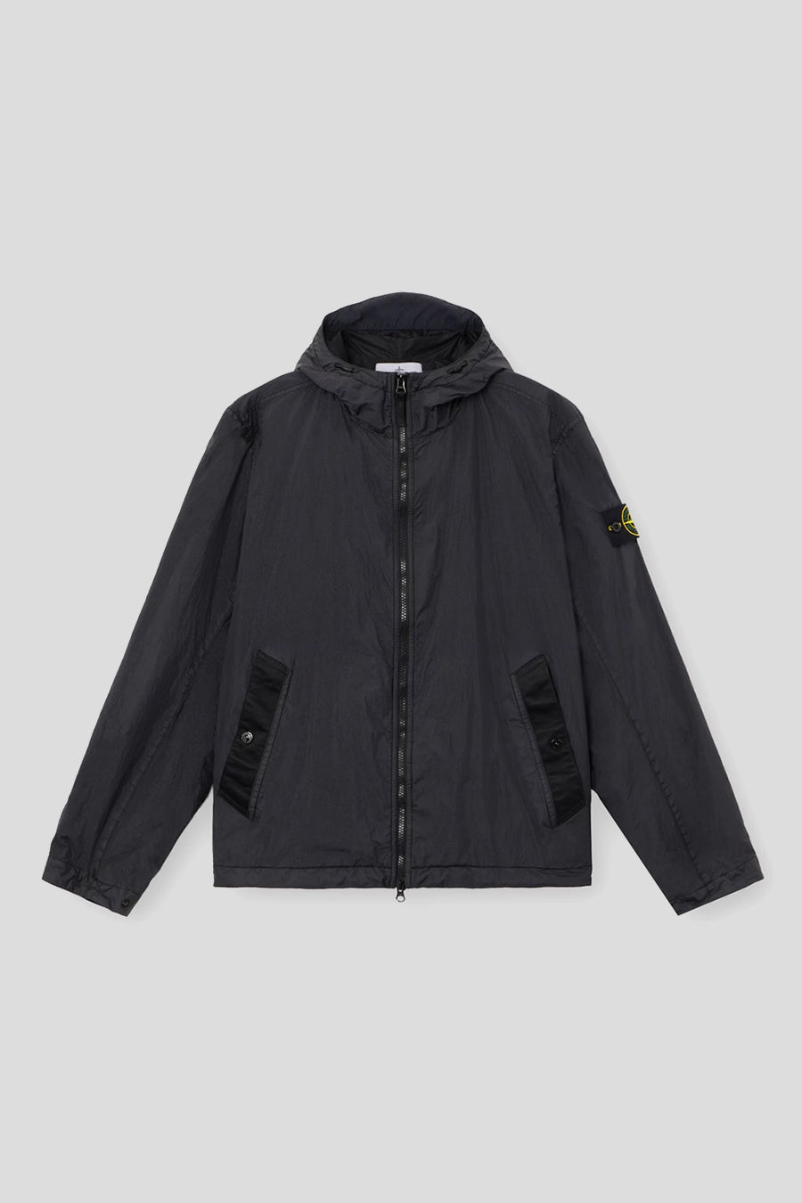 Stone Island - BLACK GARMENT DYED CRINKLE REPS NY HOODED JACKET  - LE LABO STORE