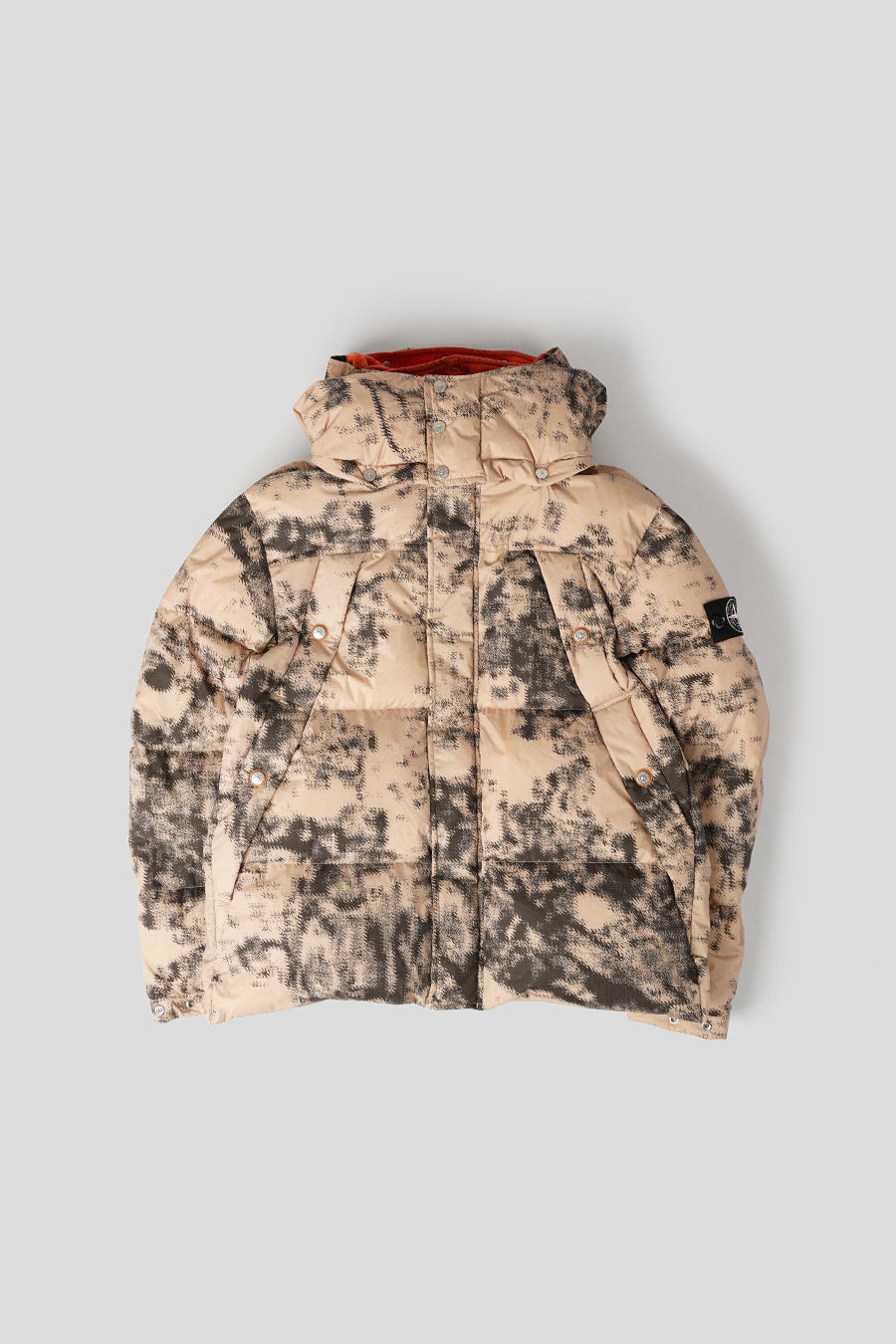 Stone Island - VESTE MATELASSÉE ICE EARTH MAPPING CAMOUFLAGE MARRON ET NOIR - LE LABO STORE