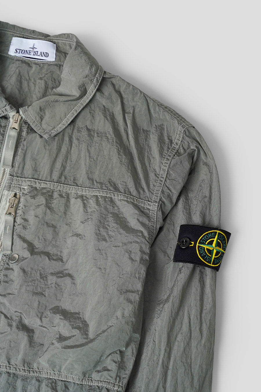 Stone Island - PEARL GREY METALLIC NYLON OVERSHIRT  - LE LABO STORE