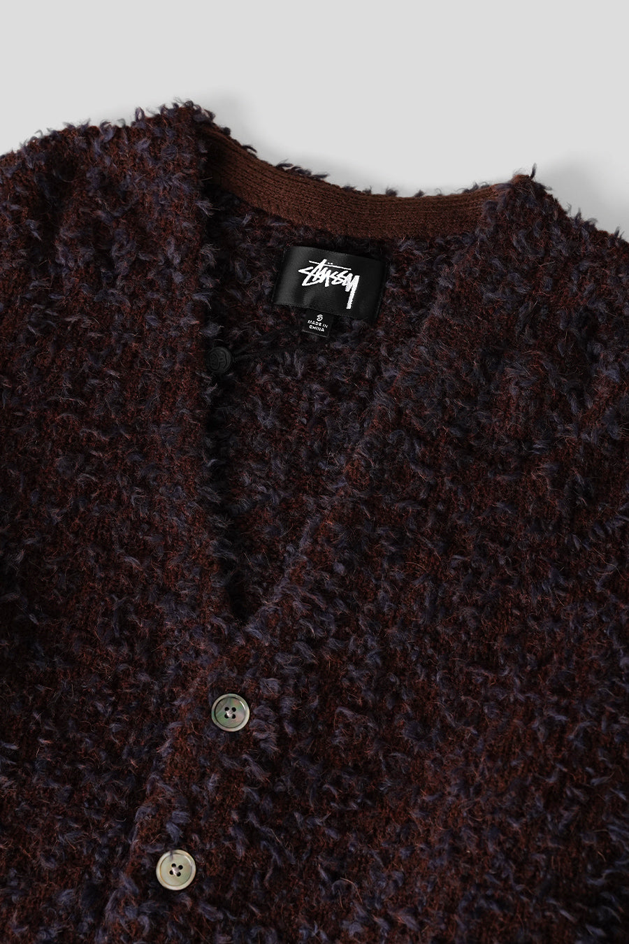 Stussy - CARDIGAN TEXTURED MARRON FONCÉ - LE LABO STORE
