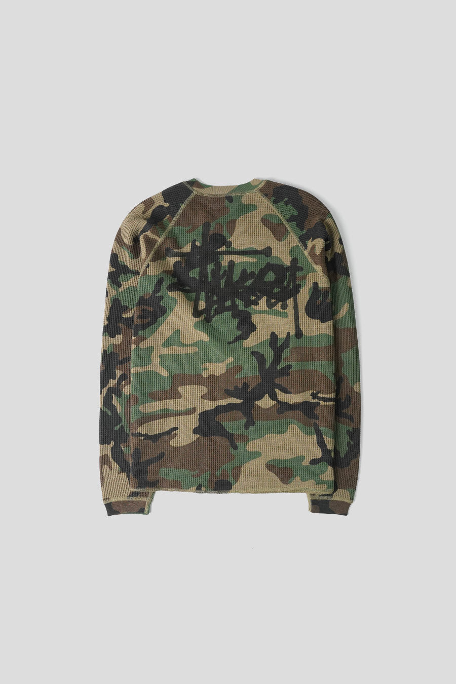 Stussy - CREWNECK RAGLAN THERMAL BASIC STOCK WOODLAND CAMO - LE LABO STORE