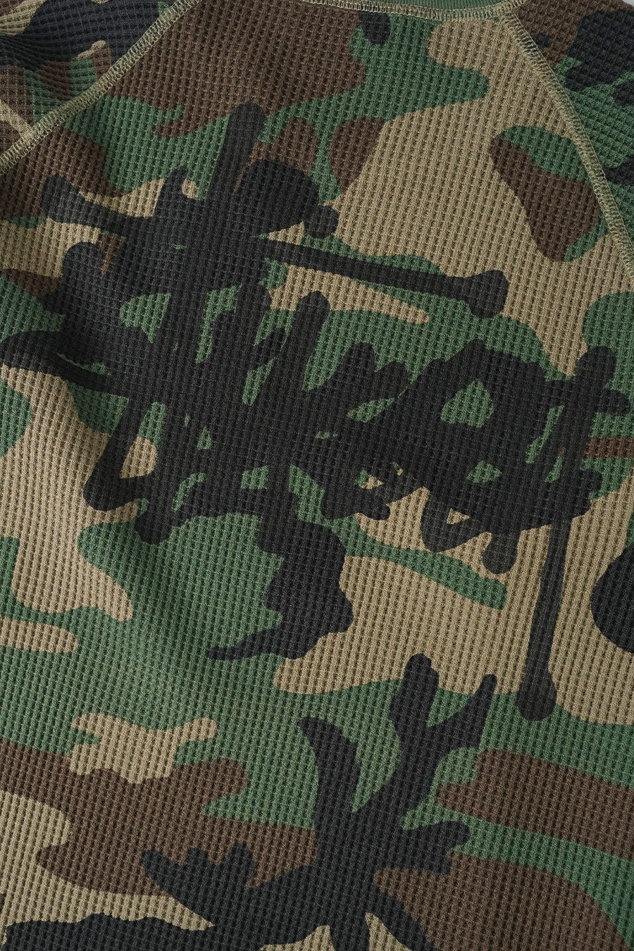 Stussy - CREWNECK RAGLAN THERMAL BASIC STOCK WOODLAND CAMO - LE LABO STORE