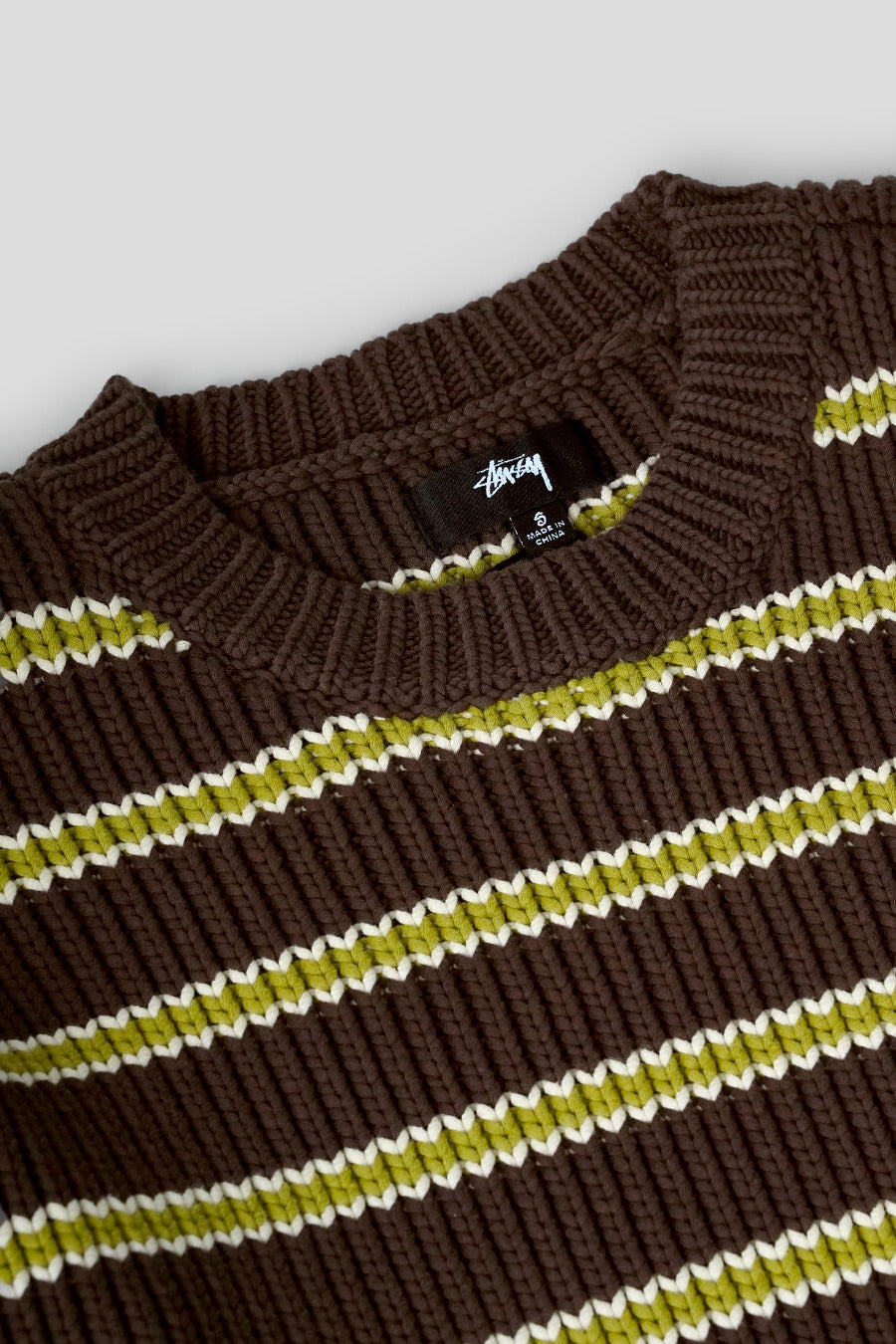 Stussy - CREWNECK STRIPE MARRON ET CREME - LE LABO STORE