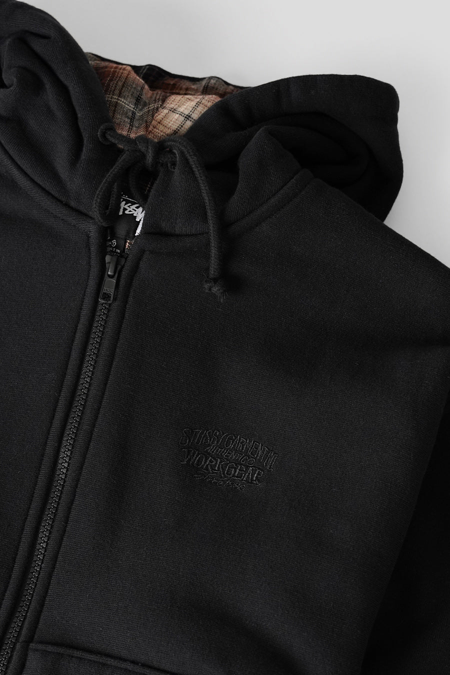 Stussy - HOODIE PLAID LINED ZIP NOIR - LE LABO STORE
