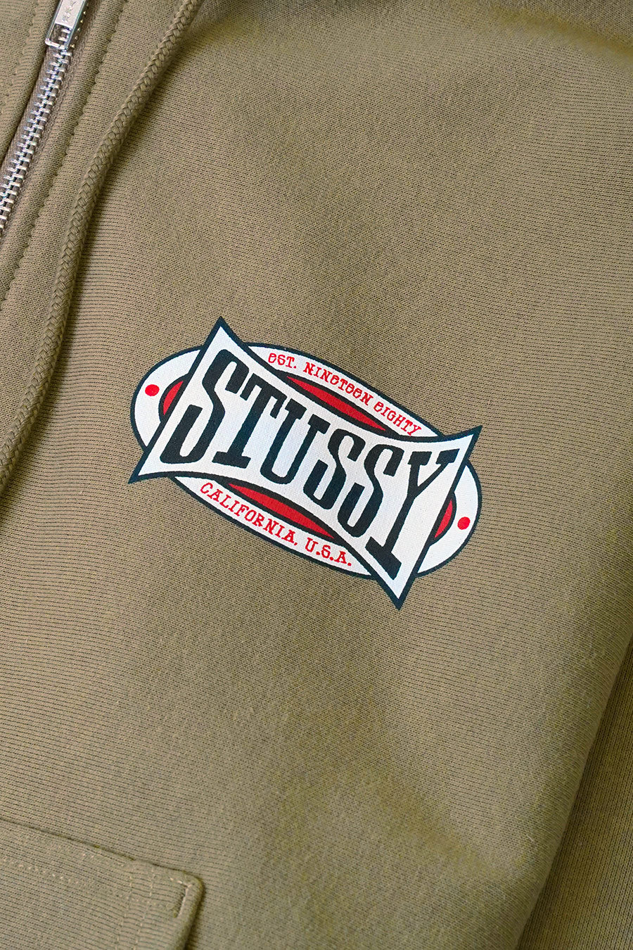 Stussy - HOODIE ZIP CHAMPION OVAL VERT ARMY - LE LABO STORE