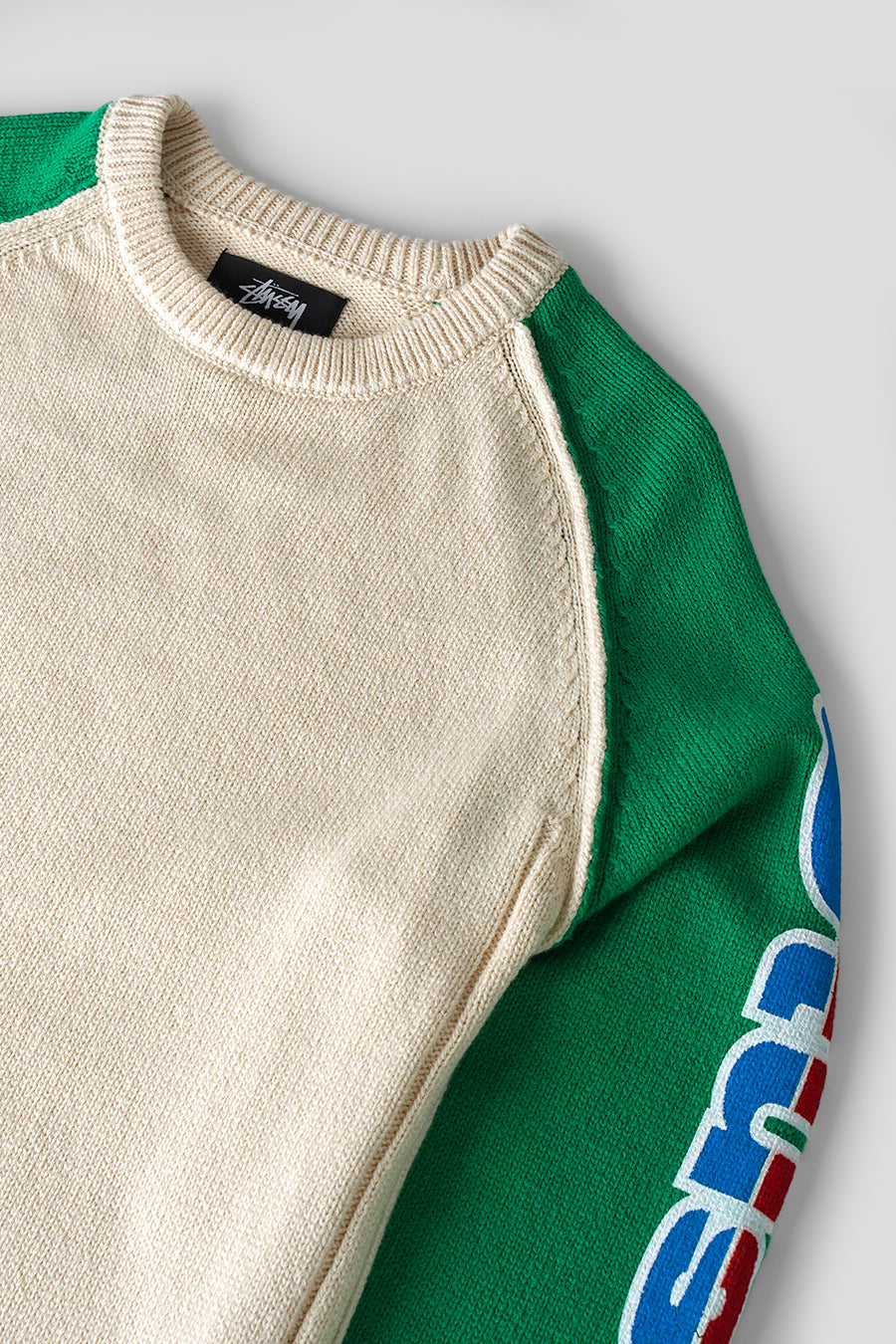 Stussy - SWEATSHIRT TWO TONE REGLAN ÉCRU ET VERT - LE LABO STORE