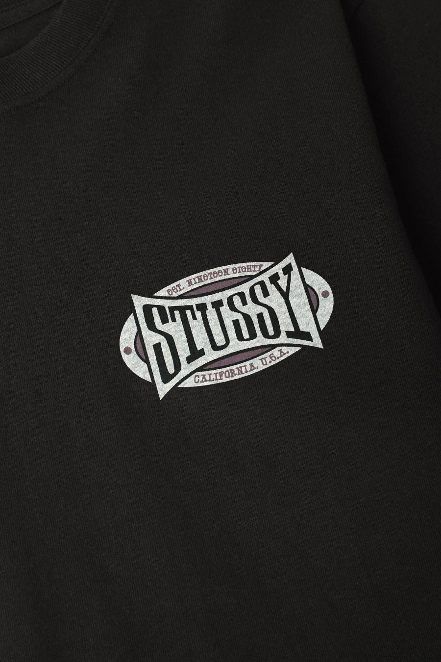 Stussy - T-SHIRT CHAMPION OVAL PIG. DYED NOIR DÉLAVÉ - LE LABO STORE