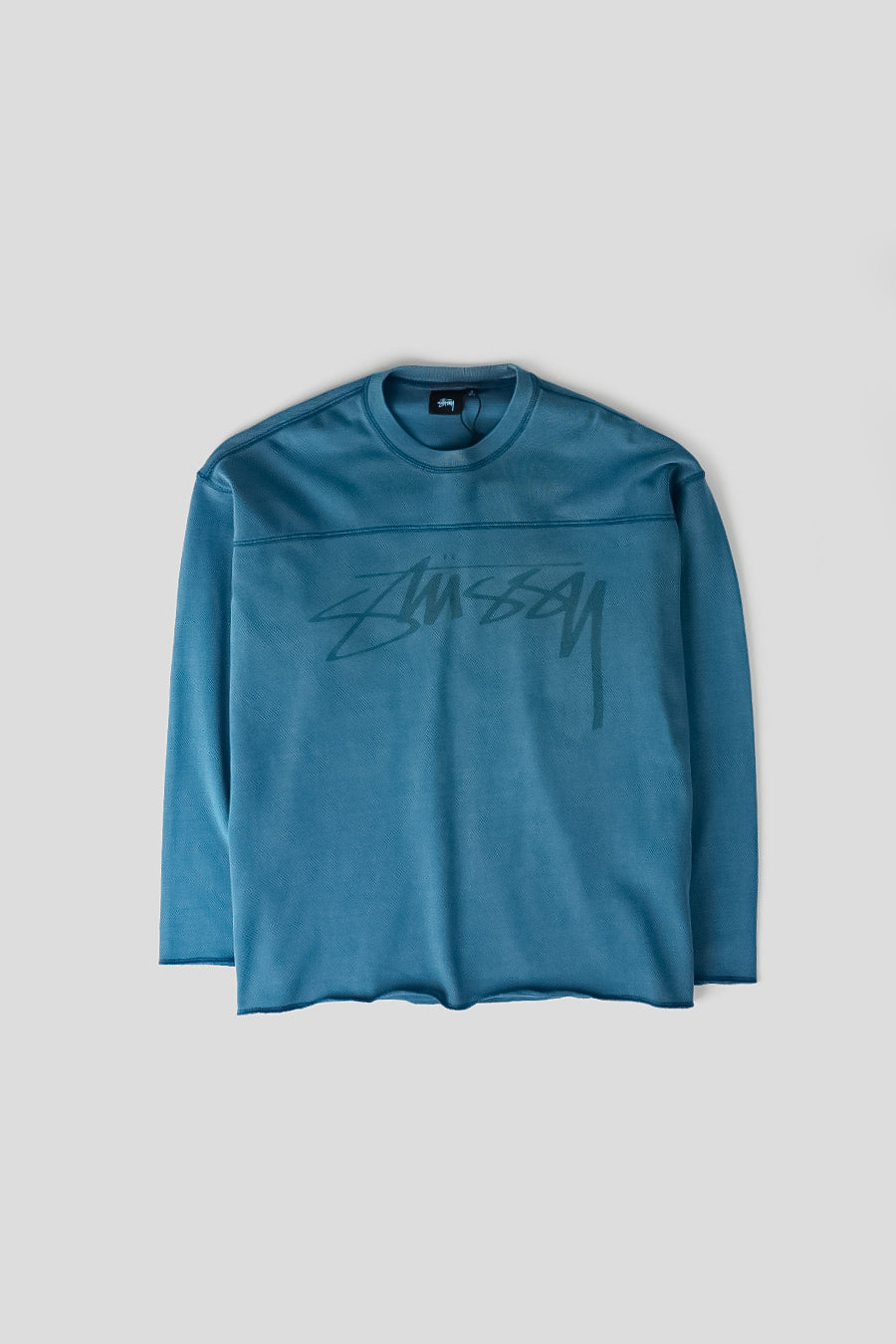 Stussy - BLUE CREW PIGMENT DYED LONG-SLEEVED T-SHIRT - LE LABO STORE