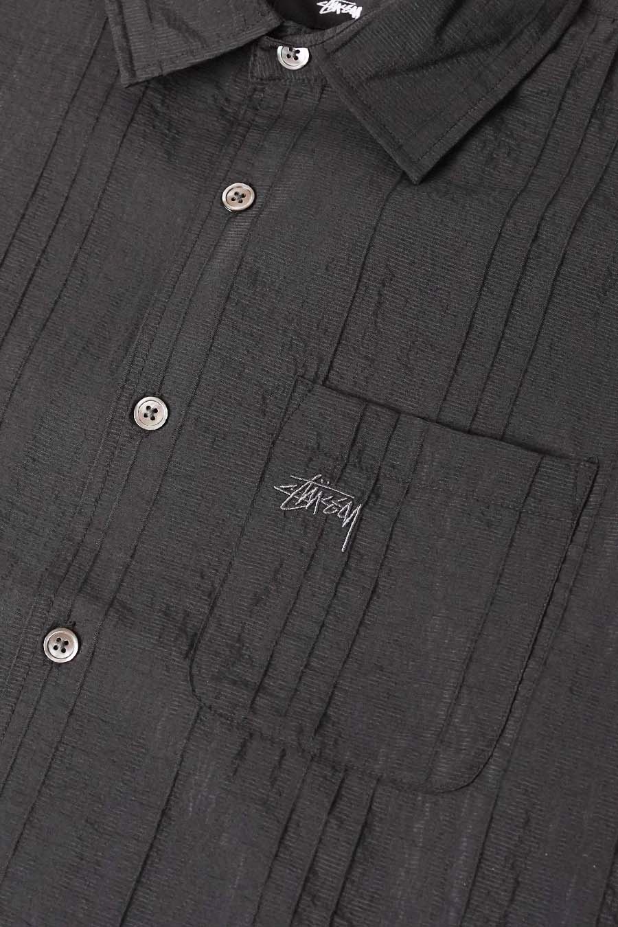 Stussy - BLACK PLEATED TEXTURED SHIRT - LE LABO STORE