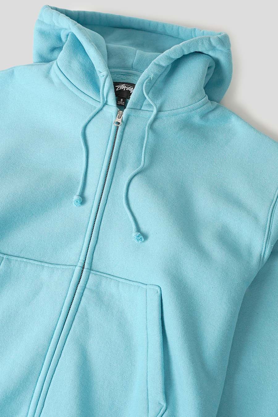 Stussy - HOODIE ZIP CURSIVE APPLIQUE AQUA - LE LABO STORE