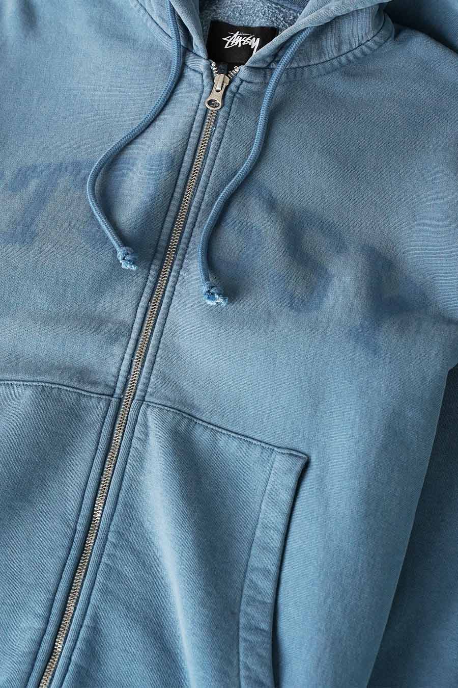 Stussy - HOODIE FADED GRAPHIC ZIP BLEU DÉLAVÉ - LE LABO STORE