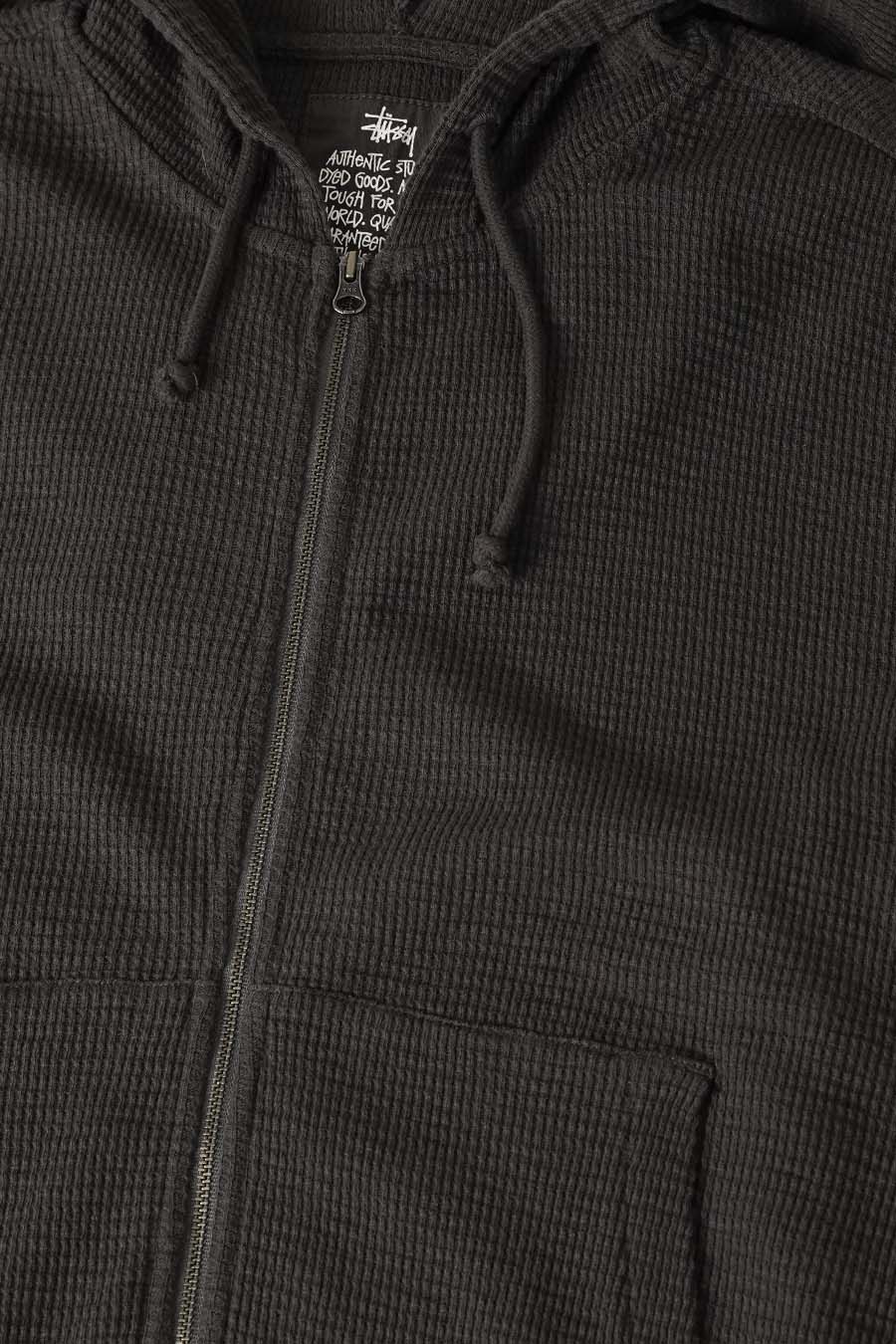 Stussy - HOODIE LIGHT WEIGHT THERMAL NOIR DÉLAVÉ - LE LABO STORE