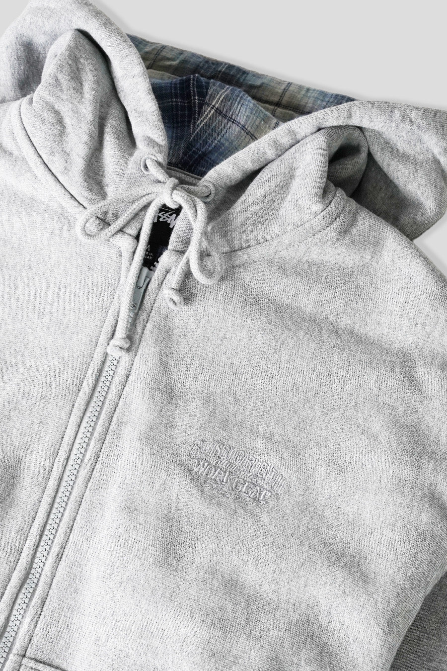 Stussy - HOODIE PLAID LINED ZIP GRIS - LE LABO STORE