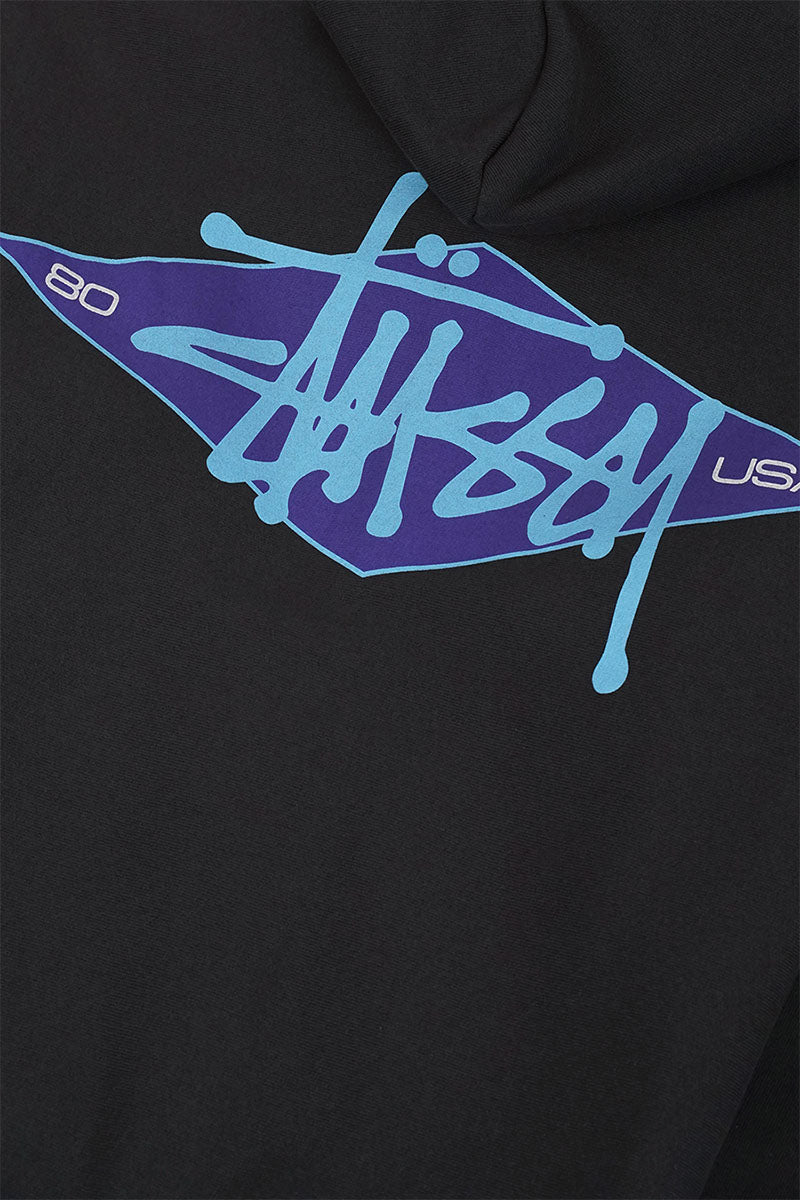 Stussy - BLACK BASIC DIAMOND ZIP HOODIE - LE LABO STORE
