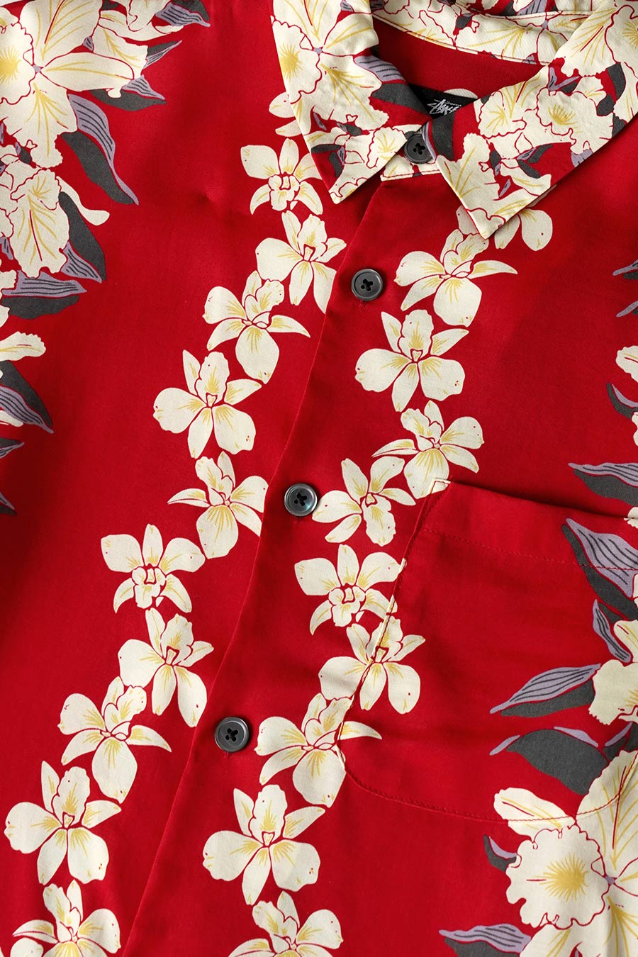 Stussy - CHEMISE MANCHES LONGUES HAWAIIAN FLORAL ROUGE - LE LABO STORE
