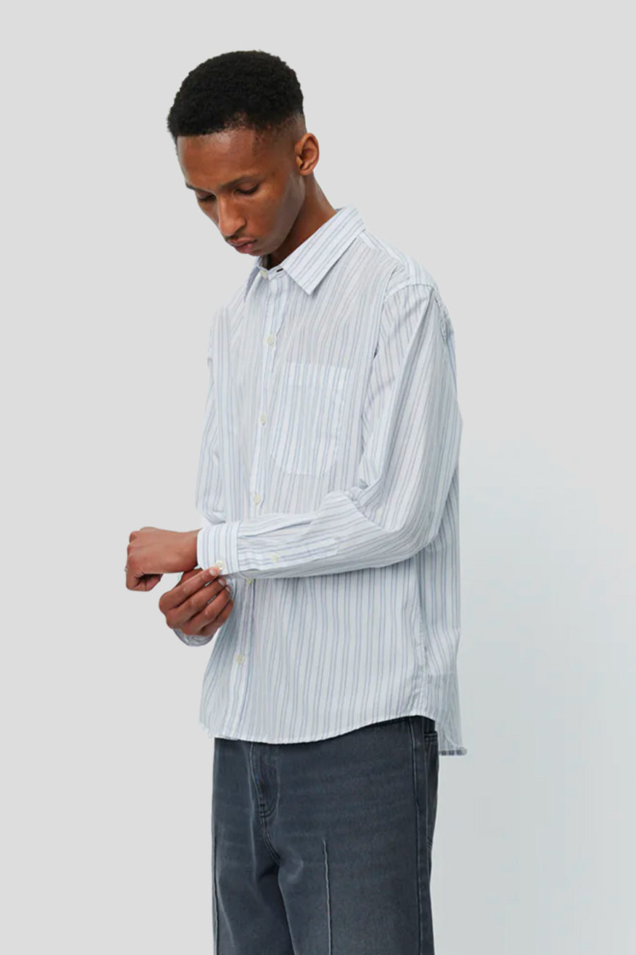 mfpen - BLUE AND WHITE STRIPED DISTANCE SHIRT - LE LABO STORE