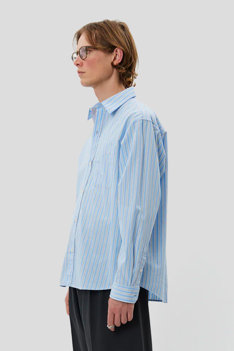 mfpen - NAVY AND WHITE STRIPED DISTANCE SHIRT - LE LABO STORE