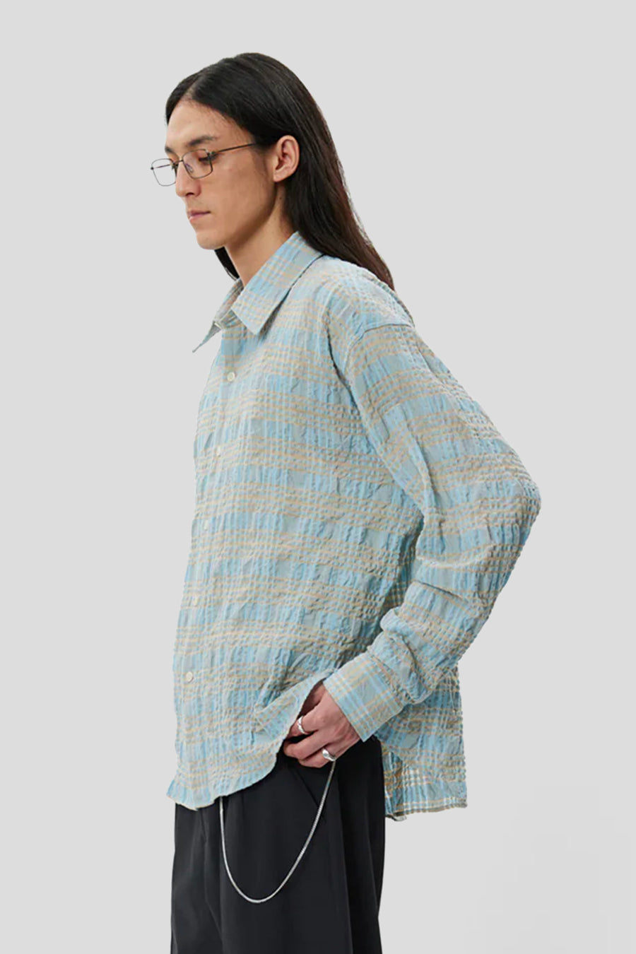 mfpen - PALE BLUE STRUCTURED CHECK EXACT SHIRT - LE LABO STORE