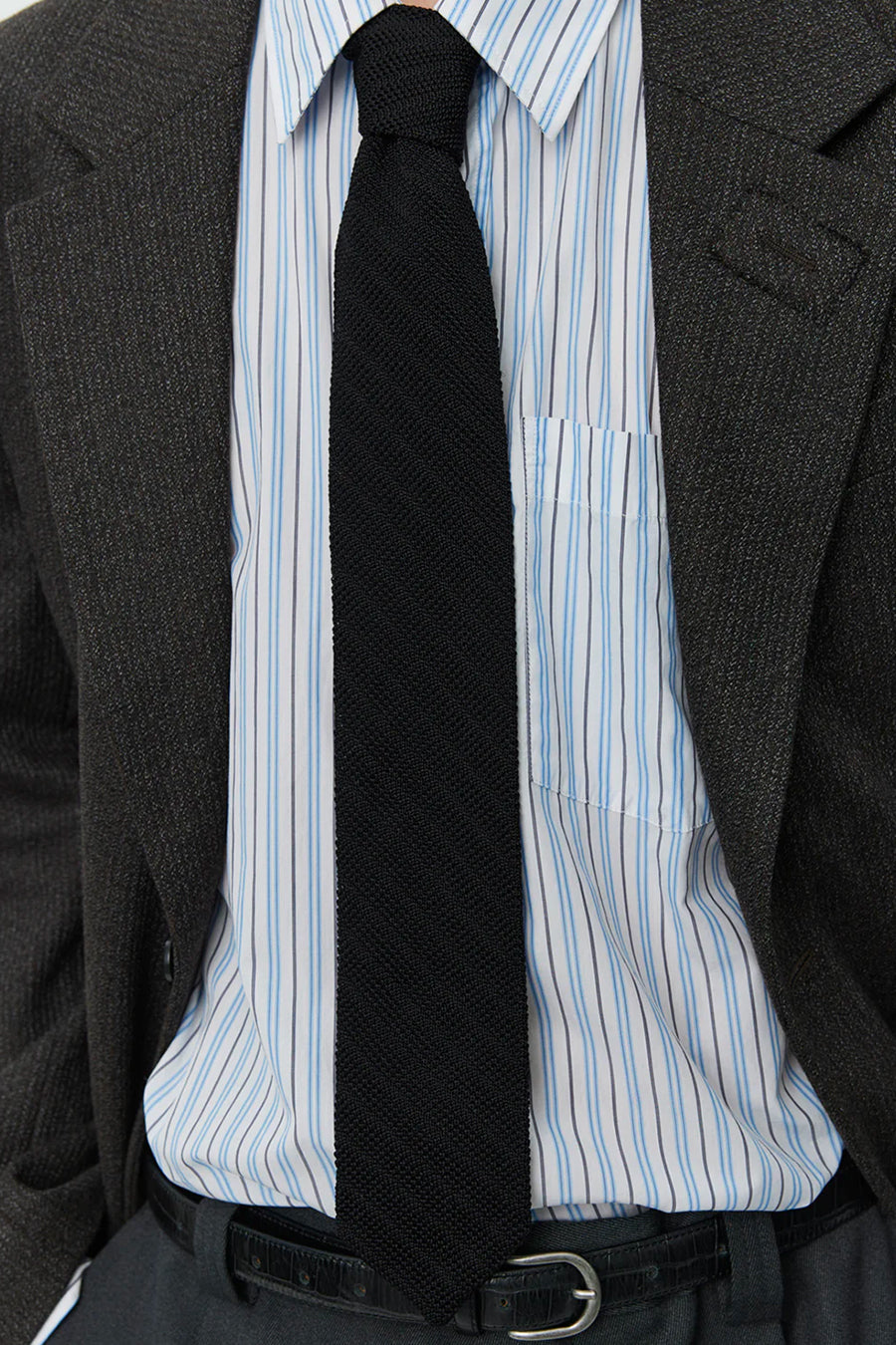 mfpen - BLACK KNITTED STRIPED TIE - LE LABO STORE