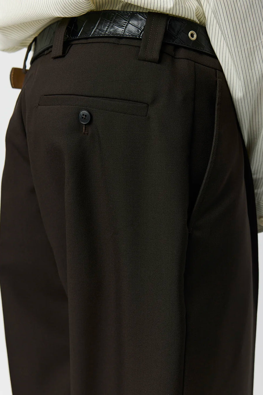 mfpen - DARK BROWN SERVICE DRY WOOL TROUSERS - LE LABO STORE