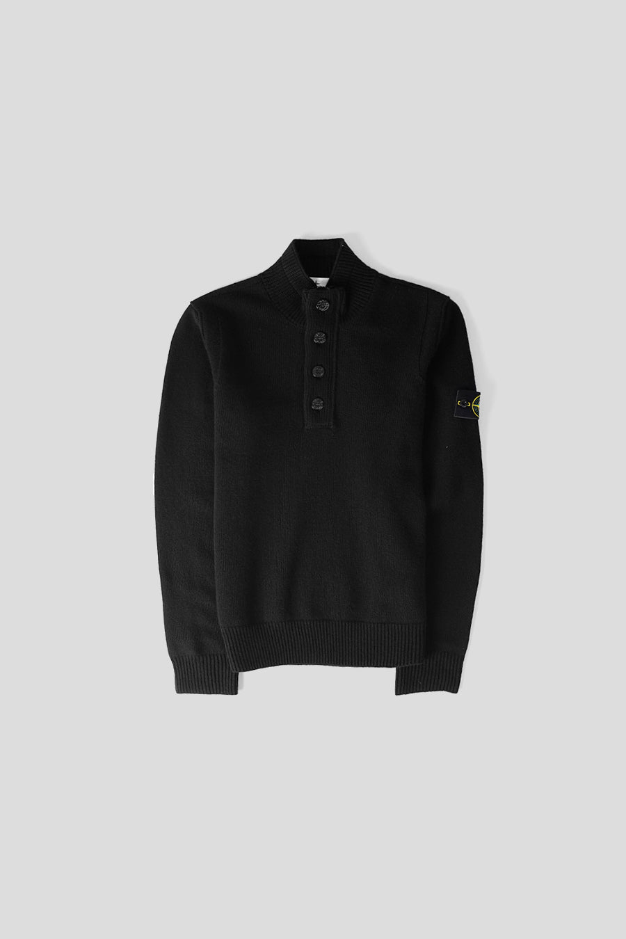 Stone Island - PULL À COL BOUTON LAMBSWOOL NOIR - LE LABO STORE