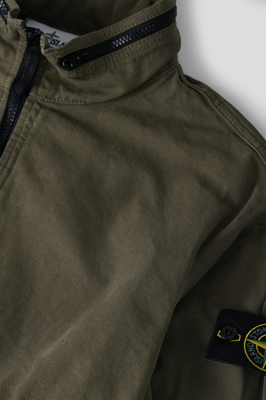 Stone Island - OVERSHIRT ORGANIC PANAMA COTTON NYLON MILITARY GREEN - LE LABO STORE