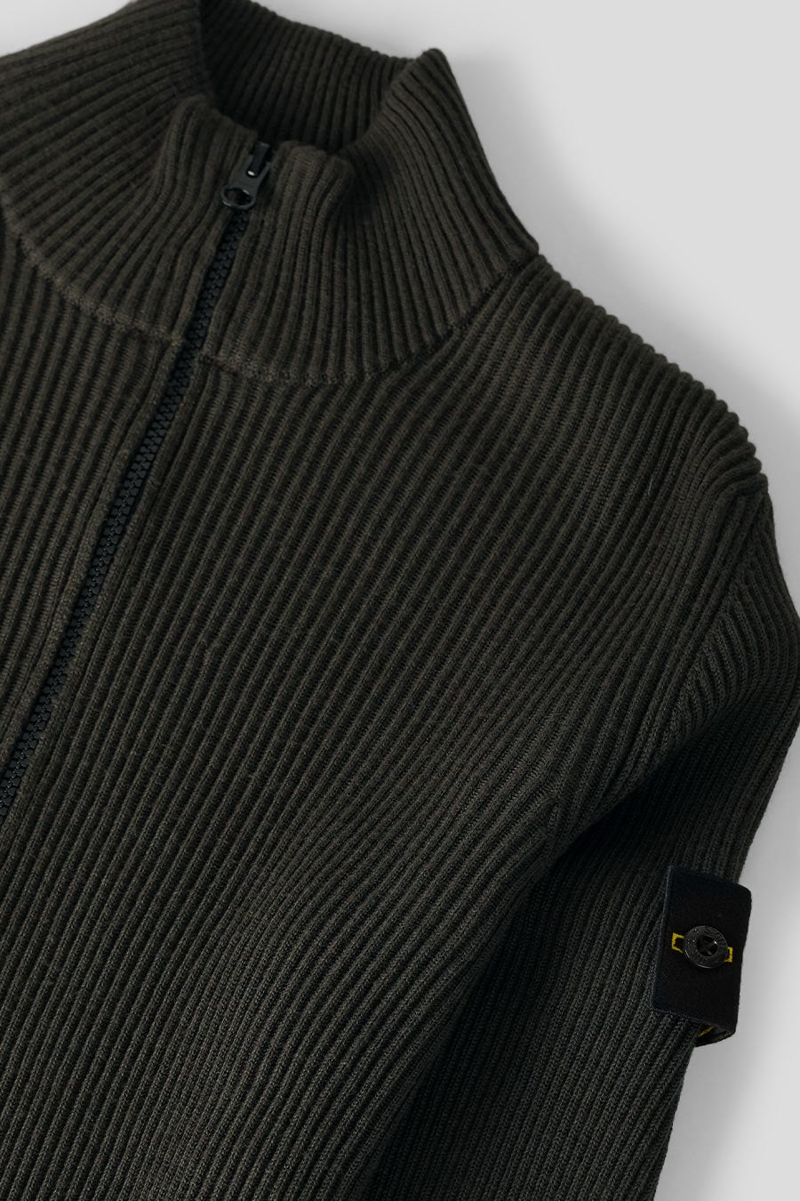 Stone Island - CARDIGAN ZIP FULL RIB RWS WOOL GRIS CHARBON - LE LABO STORE