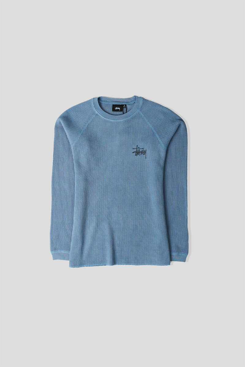 Stussy - BLUE RAGLAN THERMAL BASIC STOCK SWEAT-SHIRT - LE LABO STORE