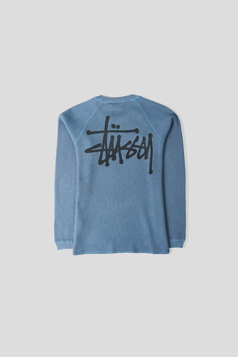 Stussy - BLUE RAGLAN THERMAL BASIC STOCK SWEAT-SHIRT - LE LABO STORE