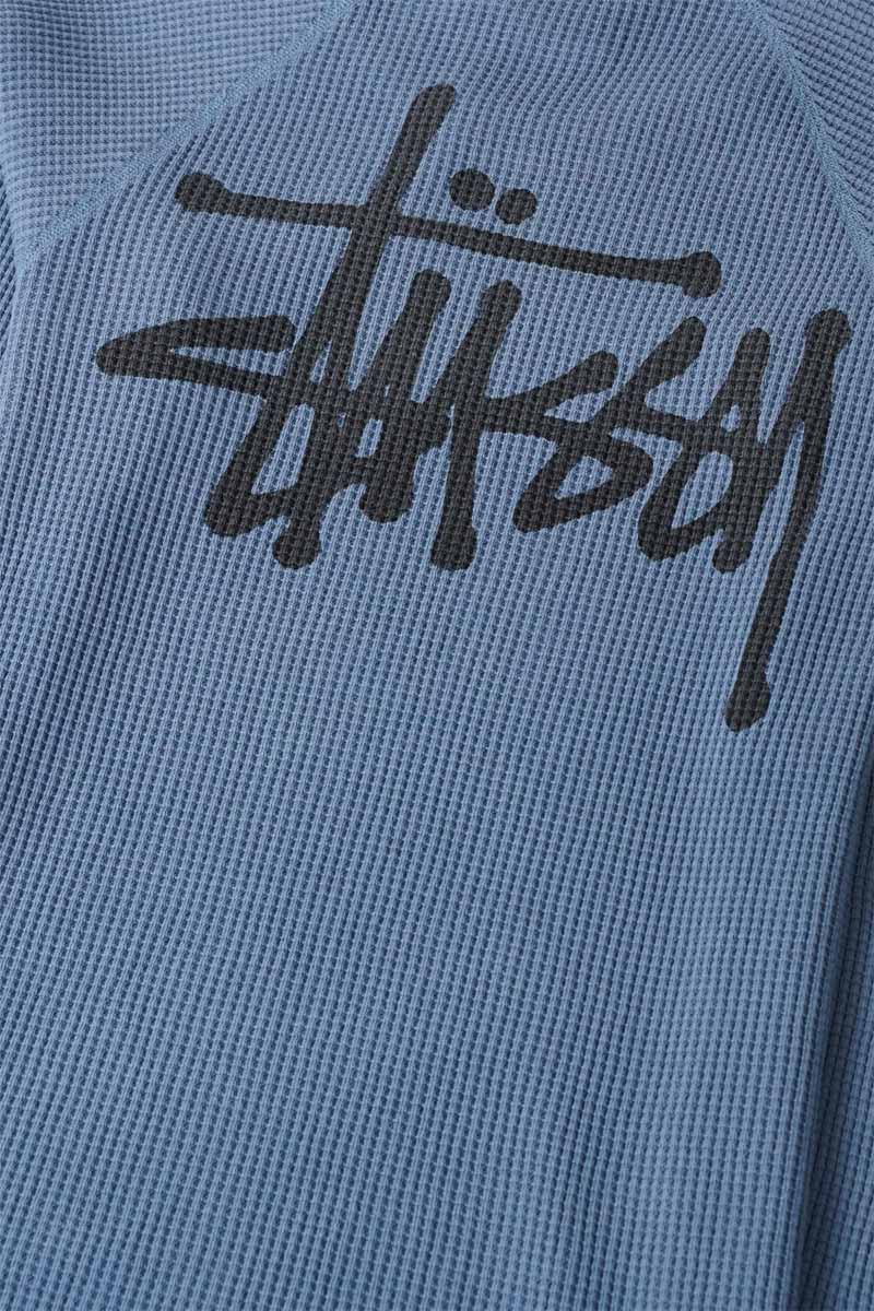 Stussy - BLUE RAGLAN THERMAL BASIC STOCK SWEAT-SHIRT - LE LABO STORE