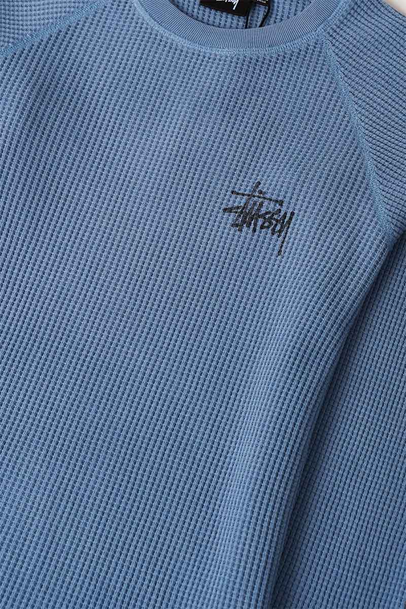 Stussy - BLUE RAGLAN THERMAL BASIC STOCK SWEAT-SHIRT - LE LABO STORE