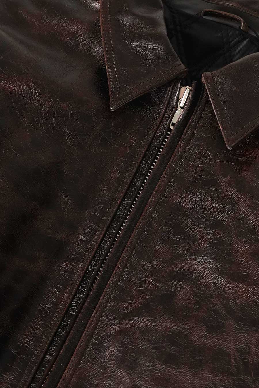 Stussy - DARK BROWN GARAGE LEATHER JACKET - LE LABO STORE